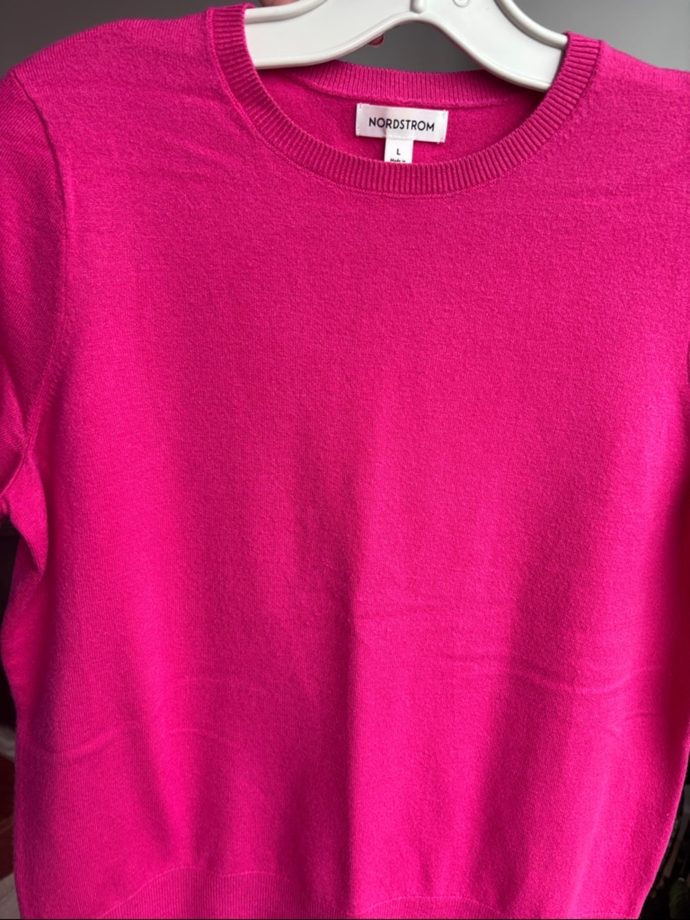 Nordstrom Short Sleeve Crew Sweater in Hot Pink